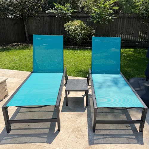 Image of PURPLE LEAF Pool Chaise Lounge with Wheels, Fade-Resistant, Turquoise Blue