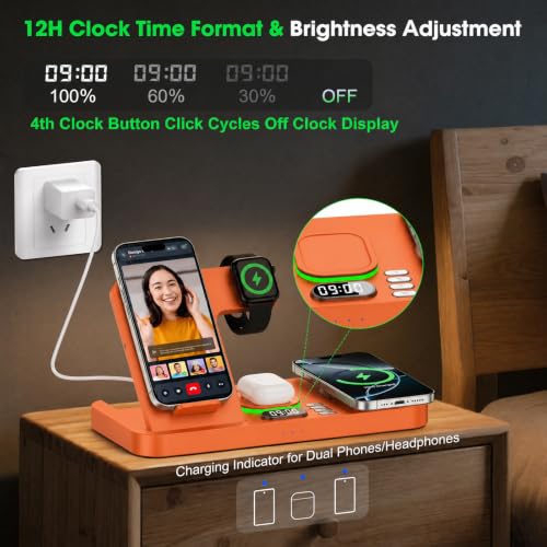 Image of Dual Phone Foldable Wireless Charging Station for Apple, Couple&Family Use