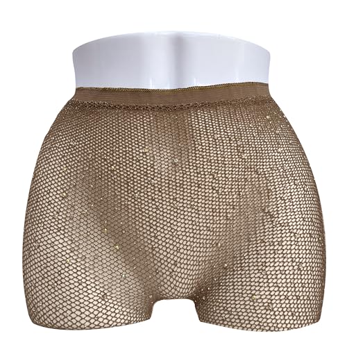 Image of Skintone Carnival Stockings | Gold Glitter Fishnet Tights for Caribbean Women