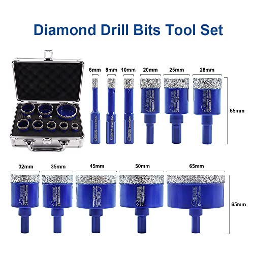 SHDIATOOL Dry Diamond Drill Core Bits Triangle Shank 6/8/10/20/25/28/32/35/45/50/65MM Vacuum Brazed for Porcelain Tile Granite Marble - Image 2
