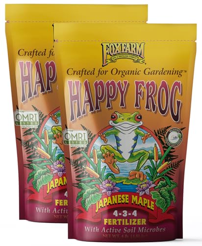 FoxFarm Happy Frog Japanese Maple Fertilizer, Nutrient-Rich Formula for Japanese Maples, Evergreens & Low pH Feeders, NPK 4-3-4, 4 lb Bag (2 Pack)