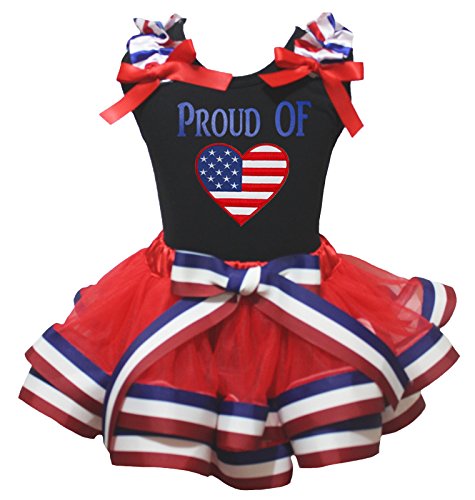 Vestido camiseta de bandera de EE. UU. con falda de pétalos para niñas desde bebés hasta 8 años