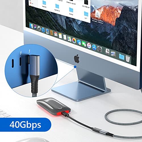 Usb 4 Extension Cable 1Ft, Right Angle Usb4 Thunderbolt 4/3 Extension Cord, Pd 100W Fast Charging 40Gbps Data Transfer 8K@60Hz Video, 90 Degree Type C 4.0 Male To Female Extender,For Usb C Devices #TOP1