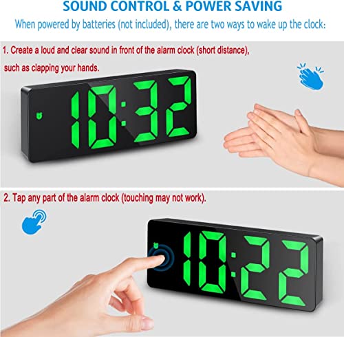 Upgraded Ankilo Digital Clock, Led Alarm Clock For Bedroom, Electronic Desktop Clock With Temperature Display, Adjustable Brightness, Voice Control, 12/24H, Small Clock For Bedroom(No Battery＆Adapter) #TOP5
