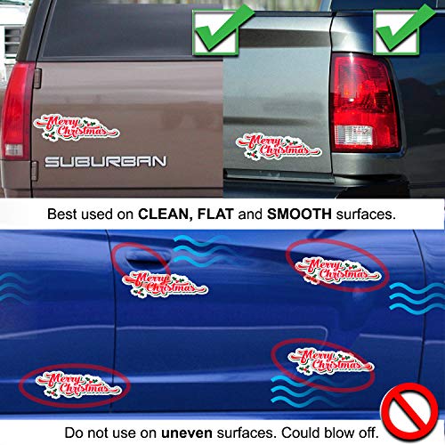 Bigtime Signs Merry Christmas Reflective Holiday Car Magnet With Printed Holly | Reflective Automotive Holiday Decoration | For Fridge Or Car (4.25" X 11", Pack Of 2) #TOP7