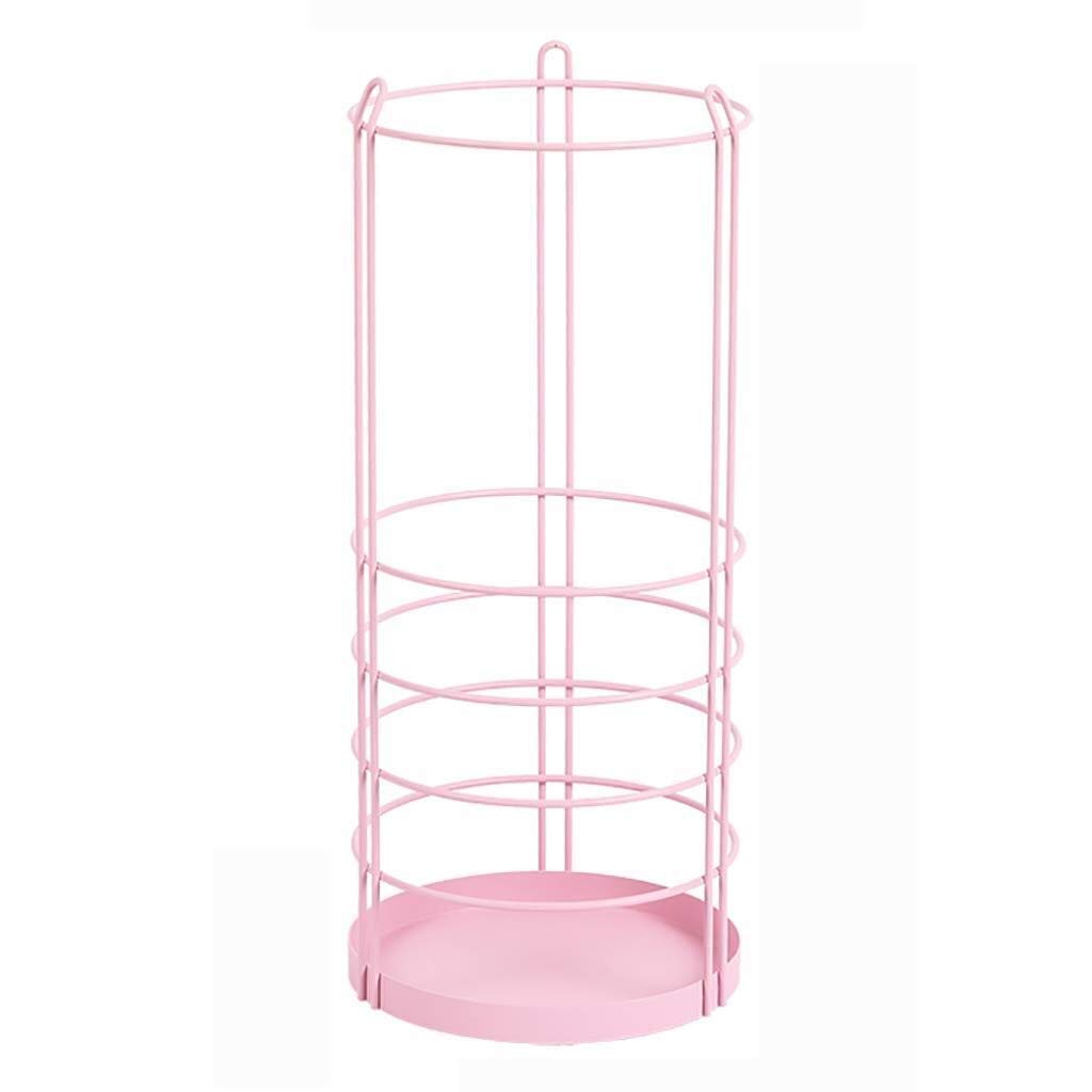 Porte-parapluie rond en acier rose pour cannes et parapluies