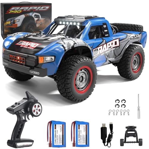 Image of RC Cars 1:14 RC Truck 30 MPH 4WD Remote Control Car All Terrain Trophy Car for Adults Boys Teens Fast Off-Road RC Buggy Big Short Course Monster Truck with 2 Batteries 50 Mins Play (RTR)