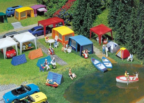 Jeu de tentes de camping miniatures Faller F130504 en kit plastique HO