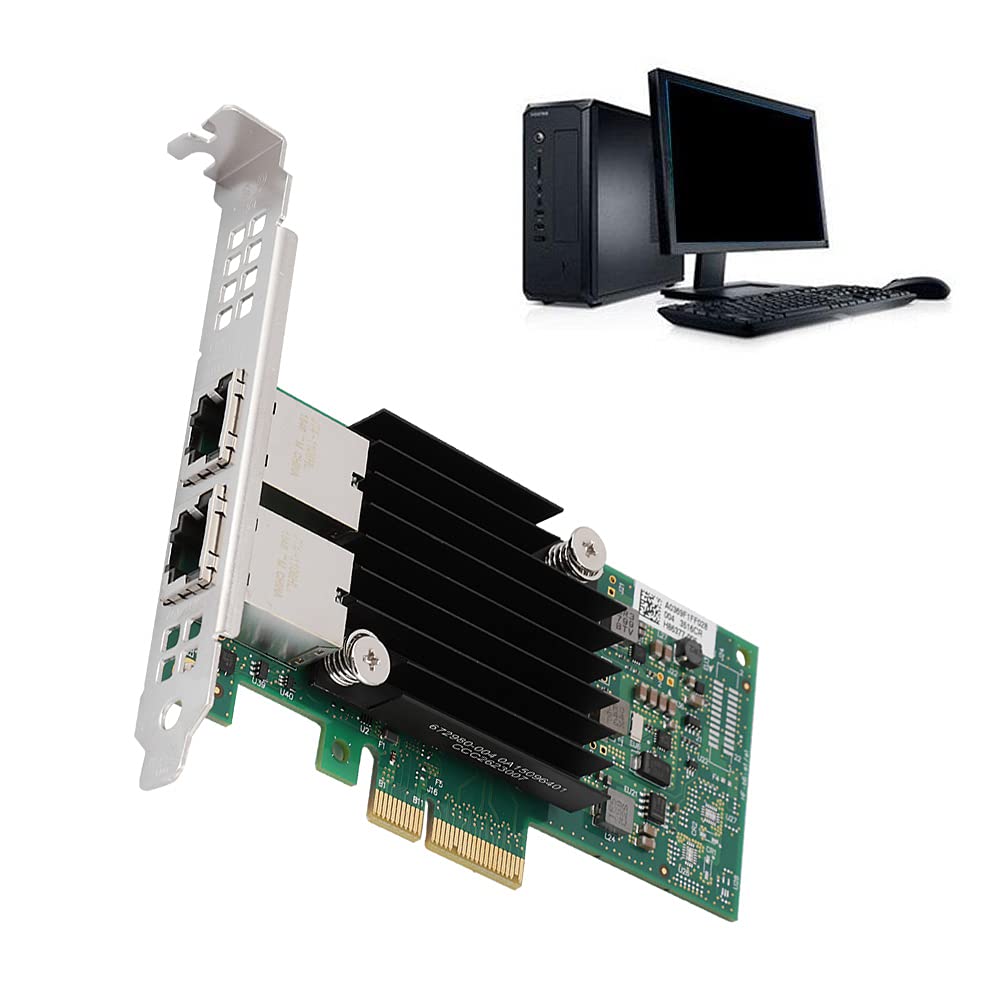 Scheda di Rete Gigabit a 2 Porte per Dispositivi Ad Alte Prestazioni, velocità di Trasferimento Dati di 10 Gbps, Compatibile con Desktop e Server, Dimensioni PCIe X4 130 * 120 * 20MM