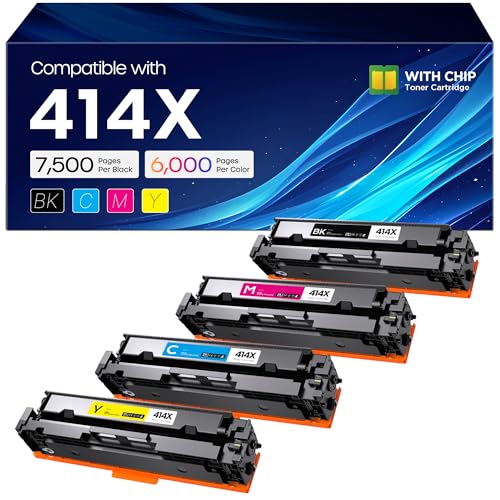 Image of 414X Toner Cartridges 4 Pack MFP M479fdw with Chip for HP 414X 414A | High Yield Compatible for Color LaserJet Pro MFP M479fdn M479dw M479dn M454dn M454 Printer (Black Cyan Yellow Magenta)