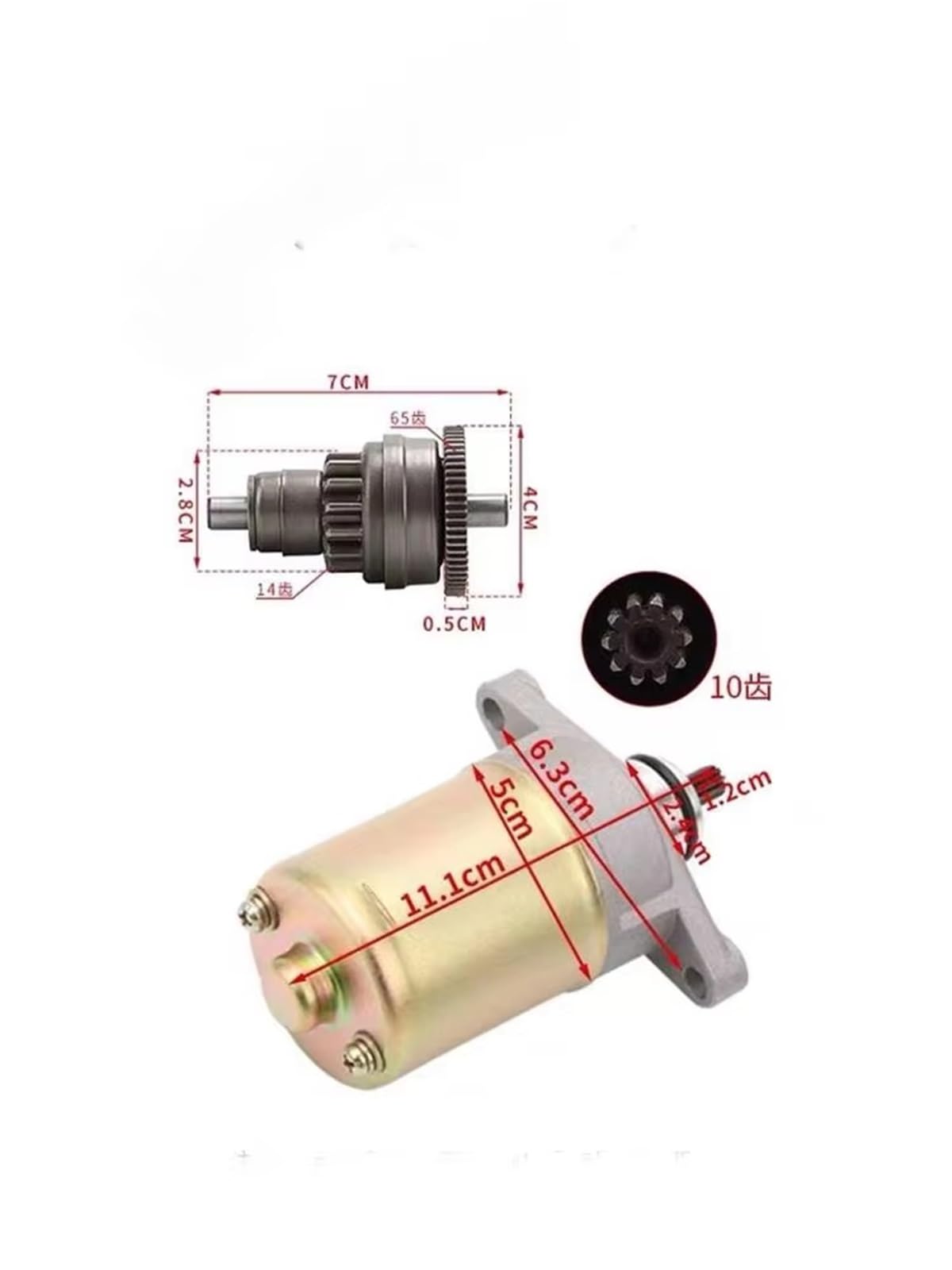Motorino Di Avviamento Per GY6 50cc 60cc Per AGILITY Per RS50 48cc Per 139QMB 10 Denti Moto Scooter Motore Avviamento Motore 31210-KEE1-90A Sostituzione del motorino di avviamento(Motor and gear)