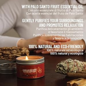 PALOSANTO - Scented Candle with Palo Santo Essential Oil and Vegetable Wax - Incense Candle - Ideal as a Fragrance and Purifier for environments - Handmade in Italy PALOSANTO Scented Candle with Palo Santo Essential Oil and Vegetable Wax Incense Candle Ideal as a Fragrance and Purifier for environments Handmade in Italy