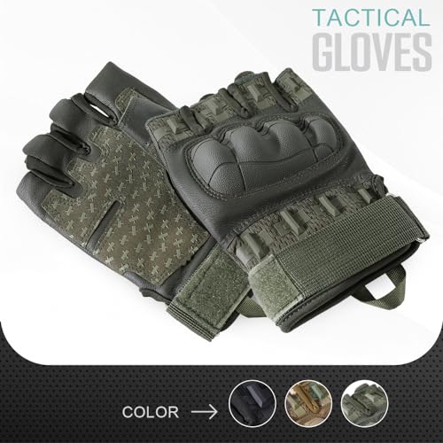 Image of WTACTFUL Fingerless Tactical Gloves Men Women, Breathable Reinforced Palm