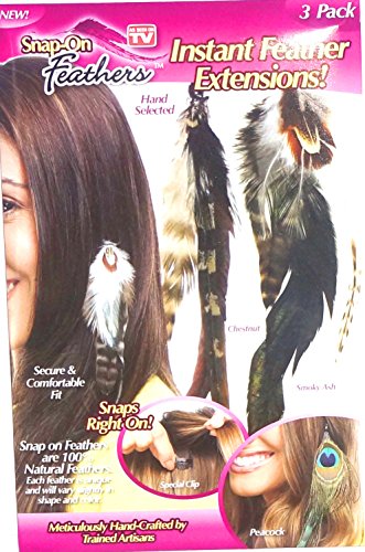 As Seen on Tv 3 Pack Snap-on Feathers Extensions - NEW!