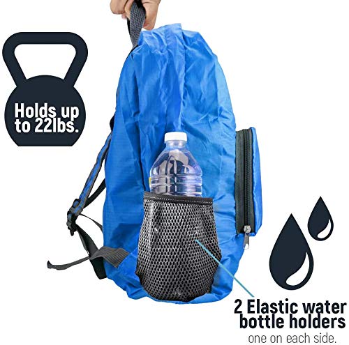 Packable Foldable Ultralight Lightweight Travel Camping Hiking Outdoor Sports Waterproof Backpack Daypack Blue Large3