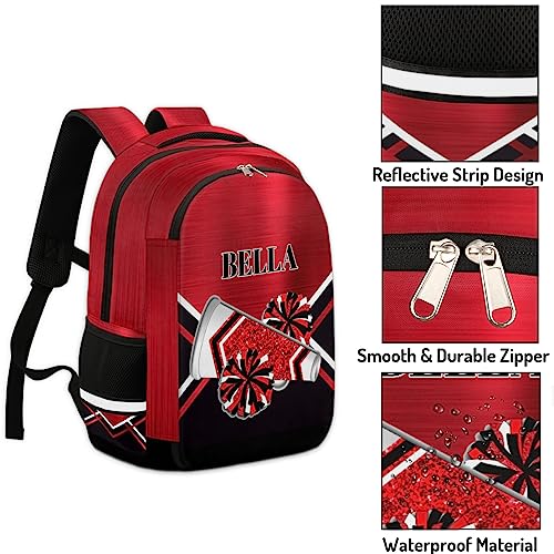 Personalized Kids Backpack Custom Backpack Schoolbag Children Bookbag for Boys & Girls Glitter Red Cheer3