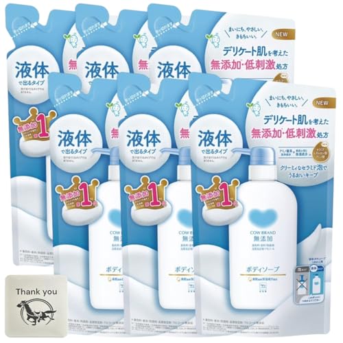 無添加ボディソープ 液体タイプ 詰め替え 380ml 6個セット + Kunutonnオリジナルロゴ入りおまけ付