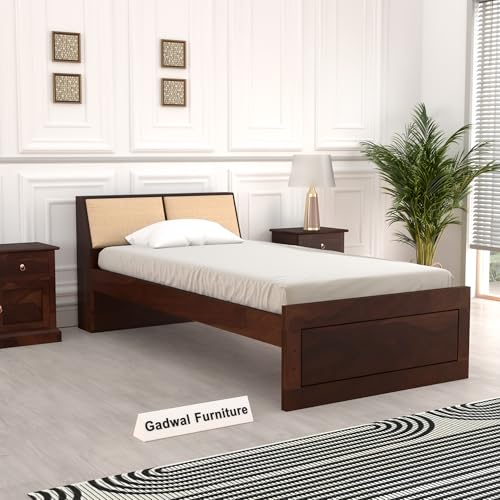 Image of Solid Sheesham Wooden Bed 6X4 Bed Single Bed Without Storage for Bedroom - Single Cot Wooden BedSingle Size for Living Room Guest Room - 12 Month Warranty (John Walnut)