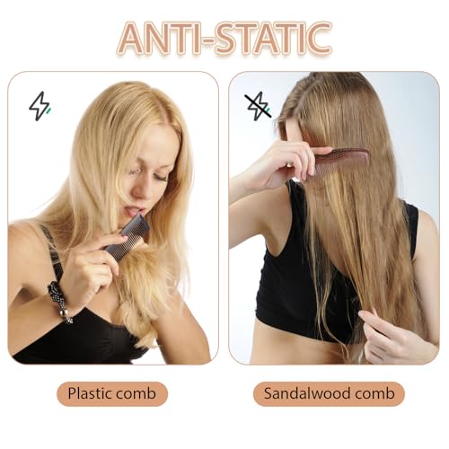 Peine pequeño de madera tallada para cabello y barba miniatura 7