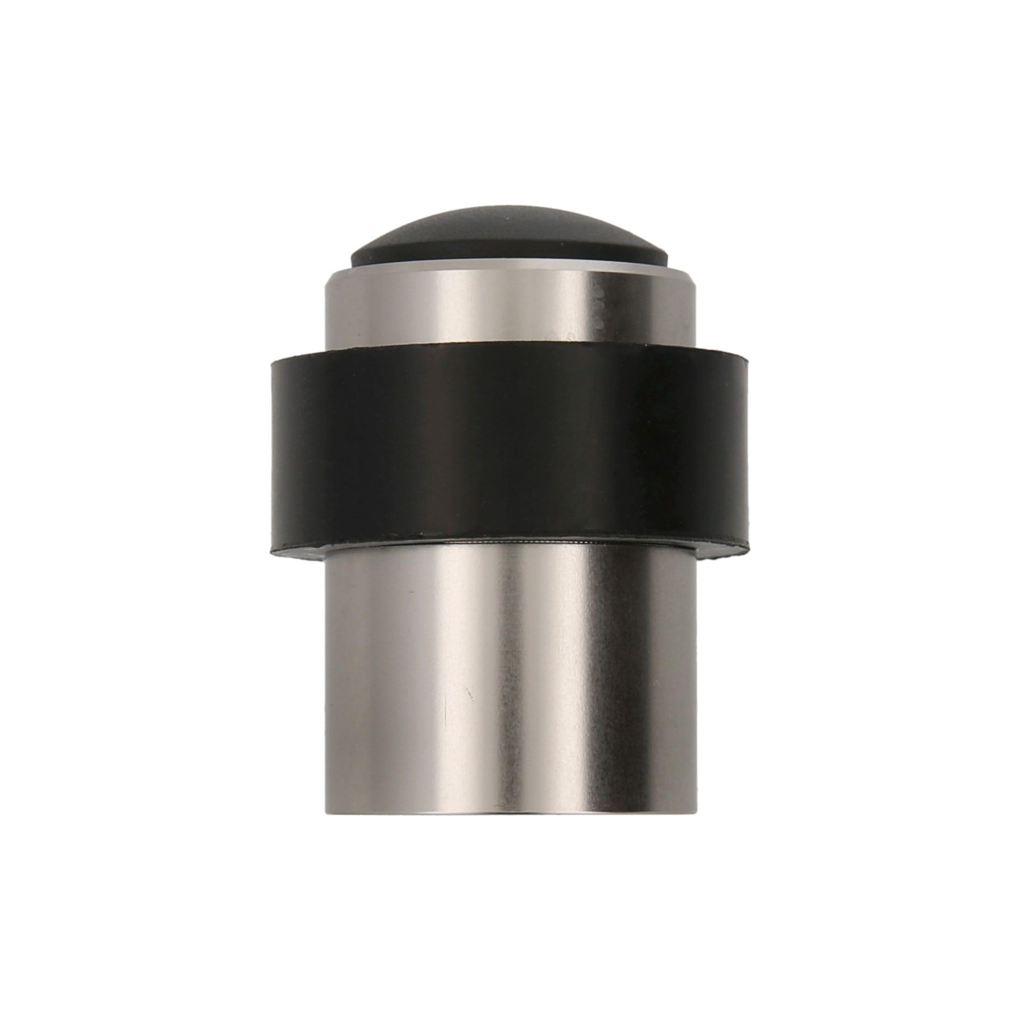 Amig Metallic Silver | Passage Door Stop | Diameter 30 X 48 Mm | Model 206 | Aluminium With Brushed Nickel Finish | Round Edge | Includes Screws + Plugs For Installation