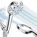 FASDUNT High Pressure Shower Head with Handheld, 8-mode Shower Heads with 80" Extra Long Stainless Steel Hose & Adjustable Bracket, Built-in Power Wash to Clean Tub, Tile & Pets - Chrome