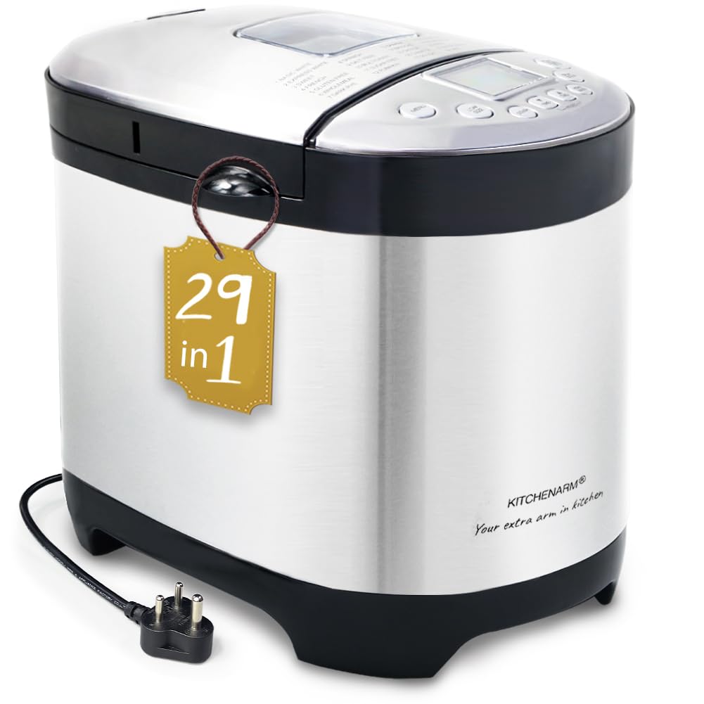KITCHENARM 29-in-1 SMART Bread Maker Machine with Gluten Free Setting - 900G 700G 500G Stainless Steel Breadmaker with Recipes - Wholemeal Bread Machine with Homemade Cycle-image-46