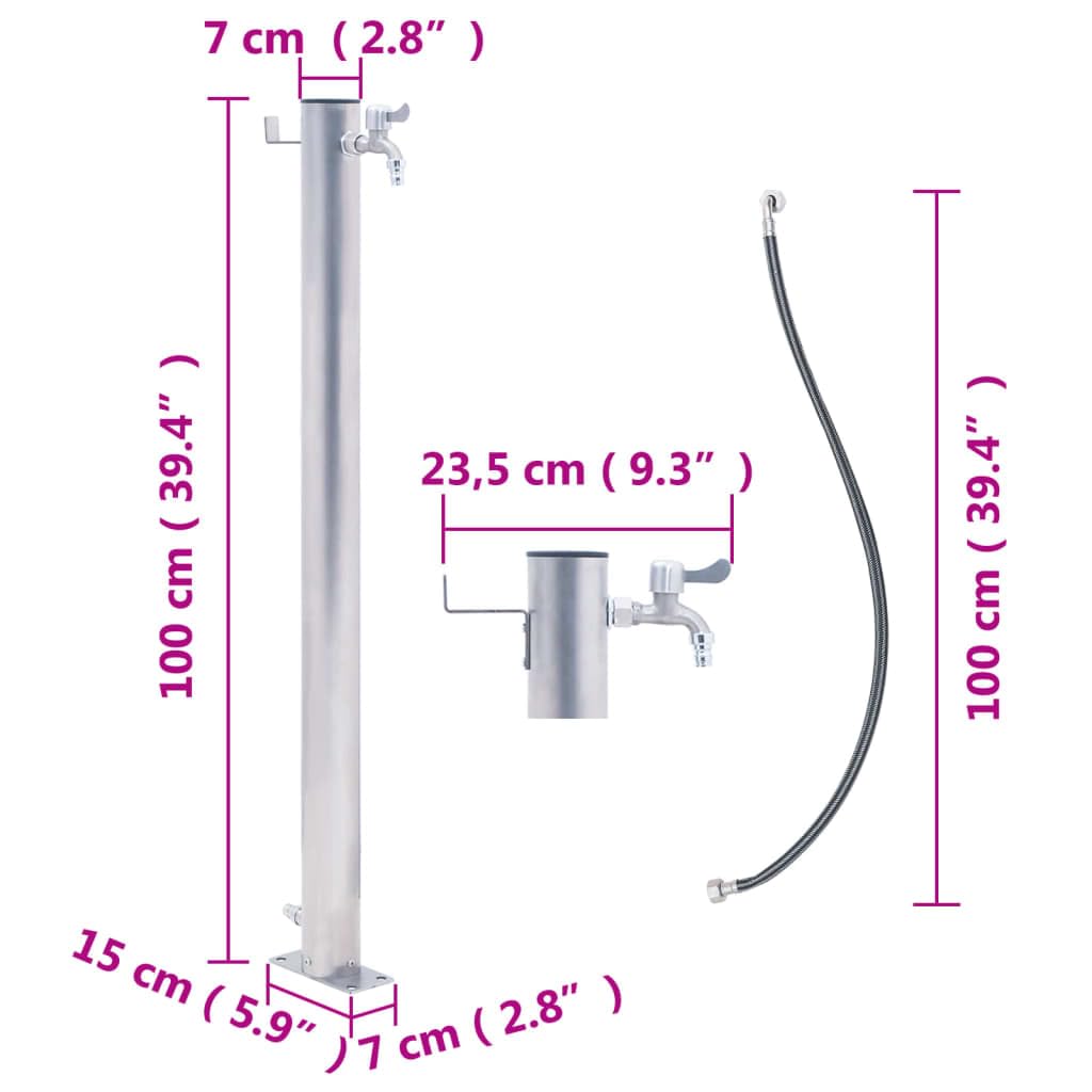 Colonna d'Acqua da Giardino 100 cm Acciaio Inox Rotonda,Fontana da giardino, per esterno. Fontanella a colonna moderna,in acciaio