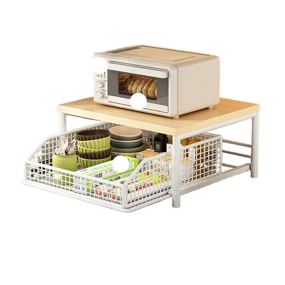 Jobaojiang Kitchen Countertop Organizer – Multi-Use Shelf For Microwave, Spices, Coffee Machine & Printer(White)
