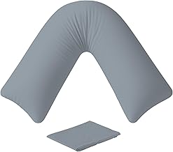 Orthopaedic V Pillow with pillowcases – Soft & Breathable – Anti-Allergy V Shaped Pillows for Neck & Back Support – Nursing, Pregnancy & Post Surgery Support Pillow (Grey)