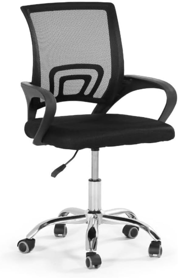 Cadeira Office Ergonômica Mesh Preto Base Cromada Altura Ajustável
