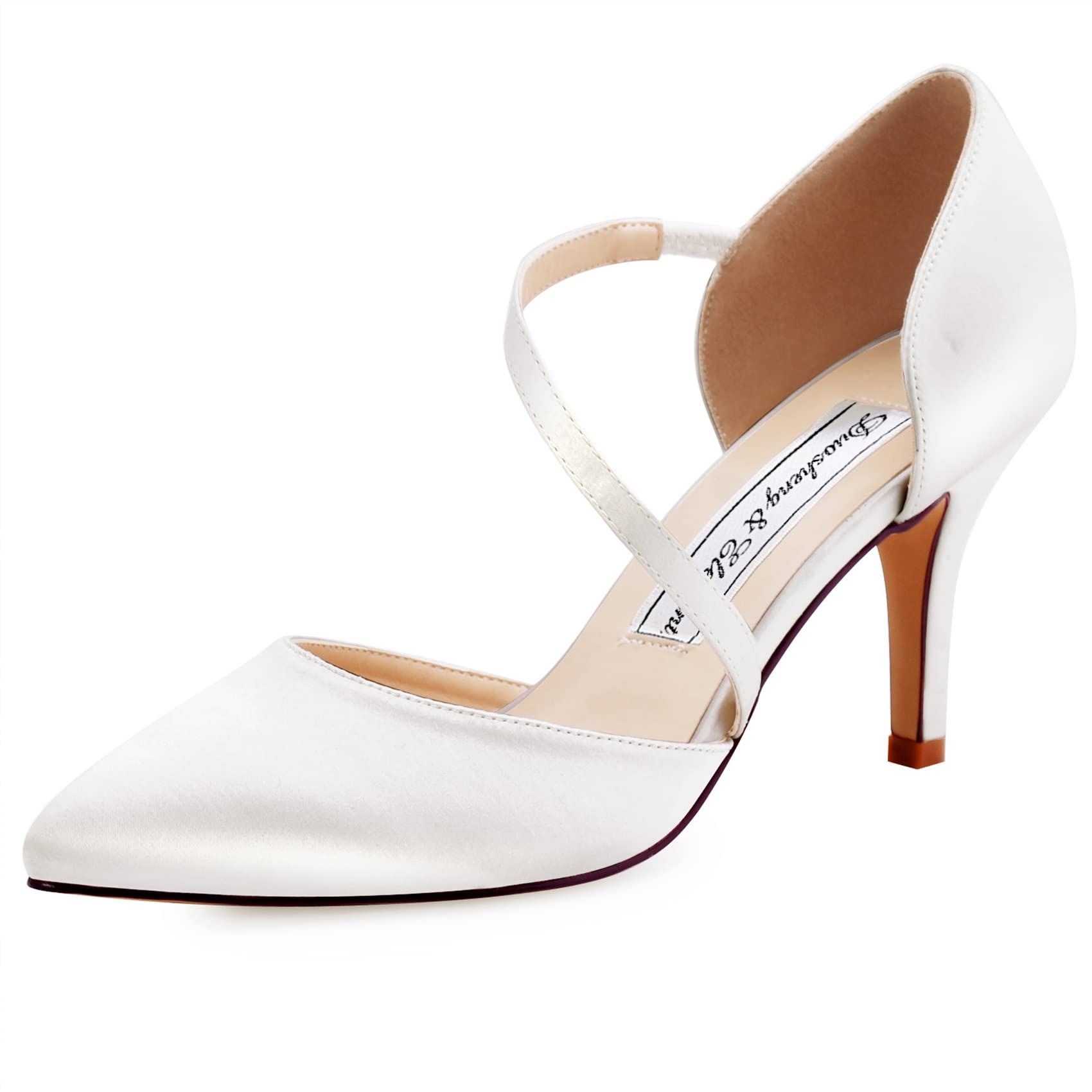 Women's Wedding Shoes Silk Satin Pointed Toe Square Heel Elegant Bridal Shoes