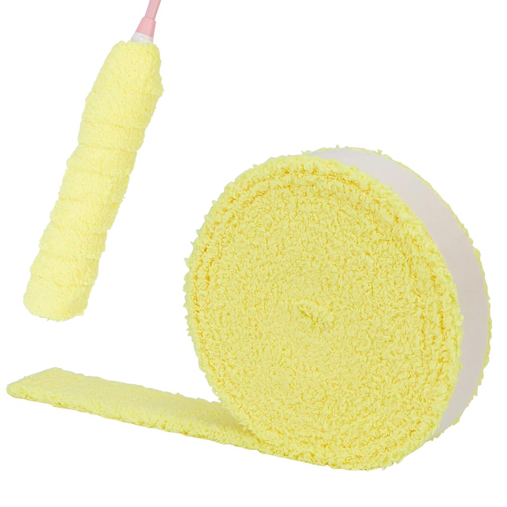 CABODYALS 5M 30mm Wide Yellow Tennis Handle Racket Grip Tape Soft Comfortable Microfiber Non Slip Badminton Rackets Overgrip Wrap for Pickleball Tennis Badminton Baseball Sports Craft