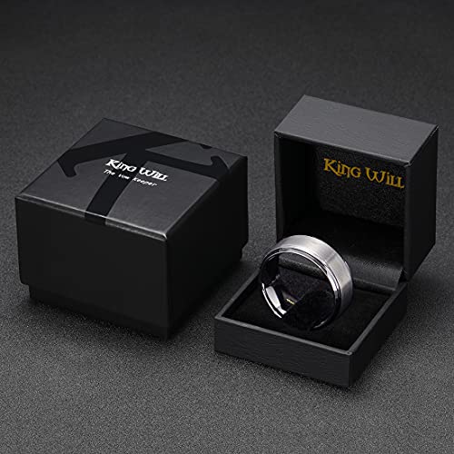 Image of King Will Classic Tungsten Wedding Band for Men, 6 /7 /8 /9 /10mm Widths, Polished Finish Step Edge Matte Rings Comfort Fit