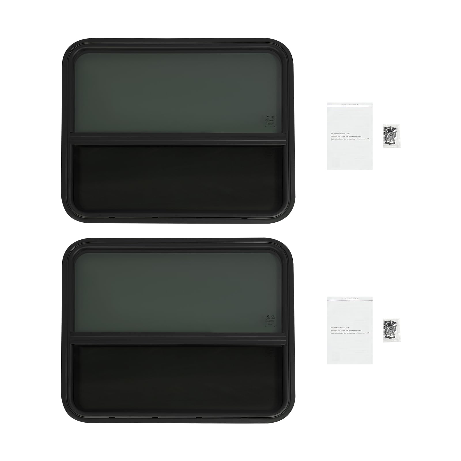 2 piezas de repuesto para ventanas de caravana | Ventana corredera vertical | Ventana de caravana | Ventanas de autocaravana con anillos de moldura rectangulares, protección solar y protección contra