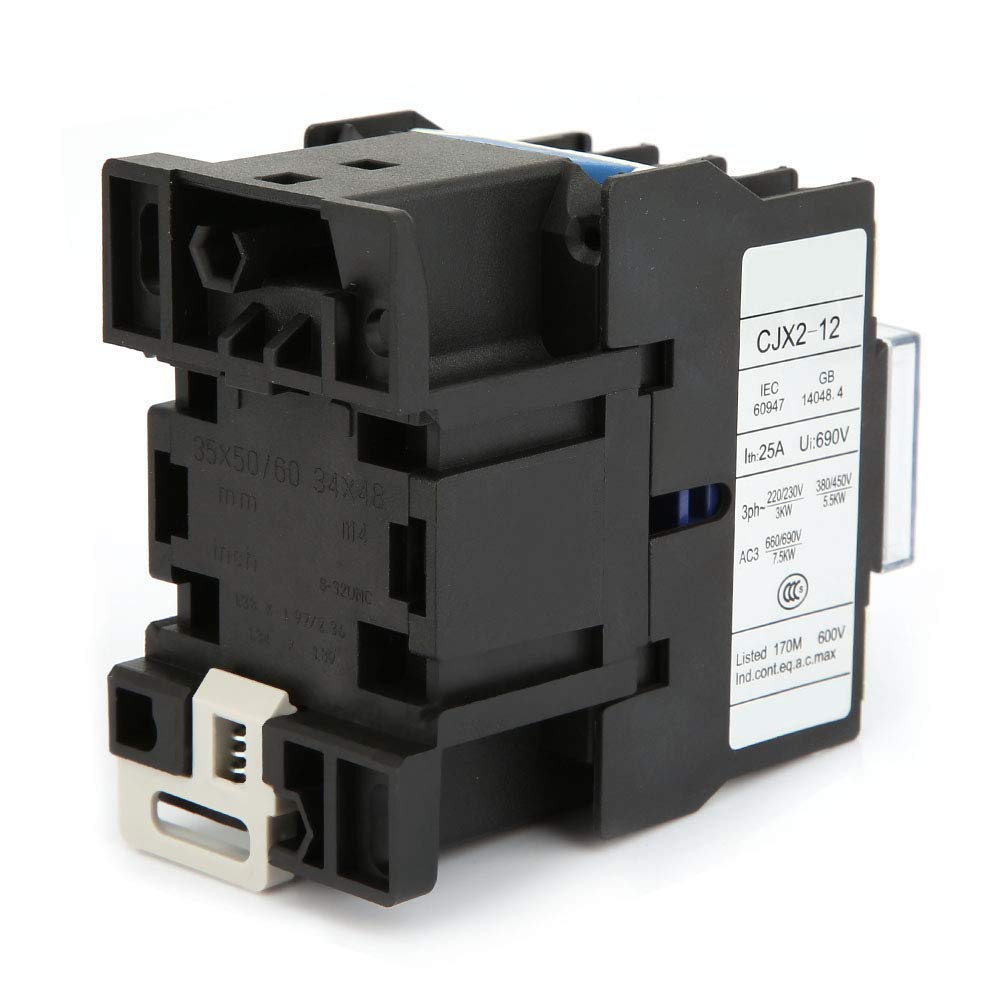 Contattore Elettrico Industriale CJX2-1210 CA per Guida Montaggio Bobina con 24V/48V/380V AC - Applicazione Distribuzione Alimentazione Elettrica, Connessione Stabile e Alta Conduttività