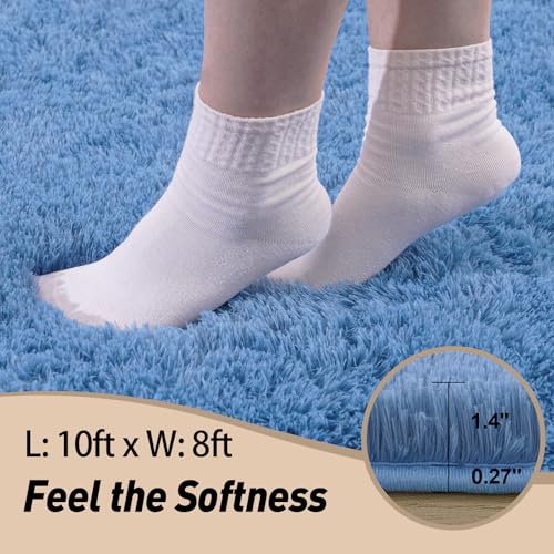 8x10 Area Rugs for Living Room, Blue Large Fluffy Rugs for Bedroom, Soft Carpet Shag Kids Room Rug, Non-Slip Fuzzy Rugs Indoor (Blue, 8ft x 10ft)