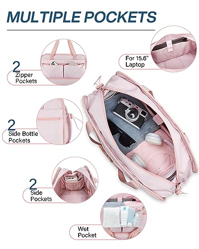 BAGSMART Women's 40L Weekender Travel Duffel Gym Bag with Shoe Compartment, Carry on Overnight Bag3