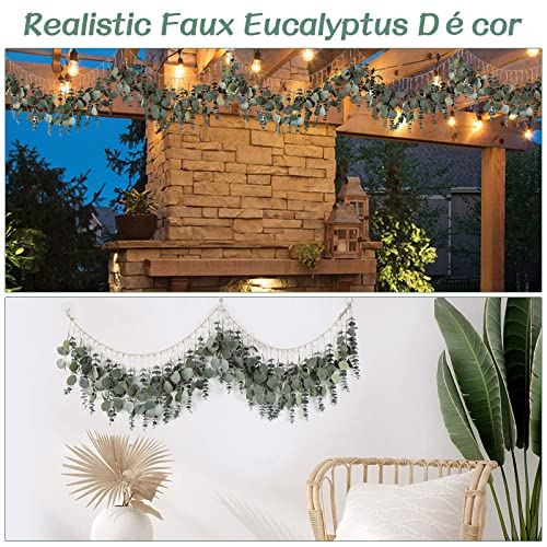 Sheeyee Eucalyptus Wall Decor, Long Hanging Artificial Eucalyptus Strand 5.6 Feet Fake Plant Boho Leaves Decoration For Bedroom #TOP2