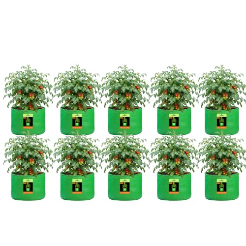 Image of Kingwell Grow Bag For Terrace Garden Leafy Vegetable Plant Grow Bags Fruits Growing Containers For terrece Gardening (18 X 15 INCH, PACK OF 10)