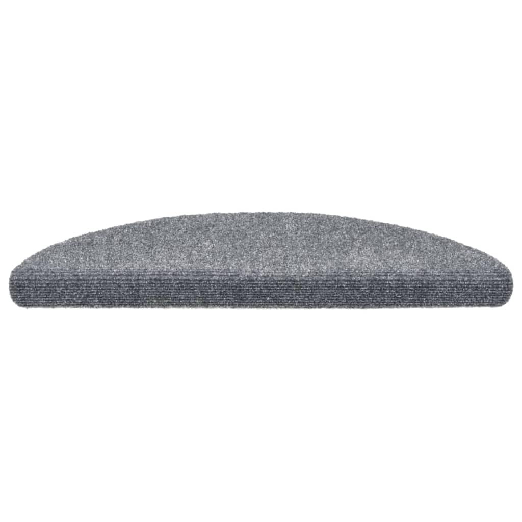 vidaXL Tapis d'escalier Autocollants 15 pièces 56 x 17 x 3 cm Gris Clair Demi-Rond