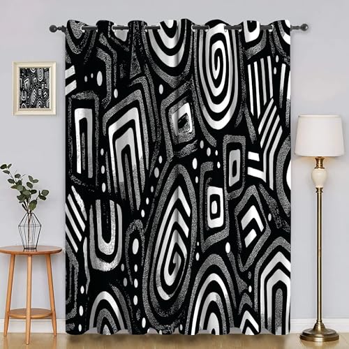 Genérico Cortinas Salon Abstracto Cortina Ventana LíNea Cortinas Termicas Aislantes Frio y Calor con Ojales Cortina Opaca Infantil 2 Piezas x 140 x 260cm(An x Al) R1440
