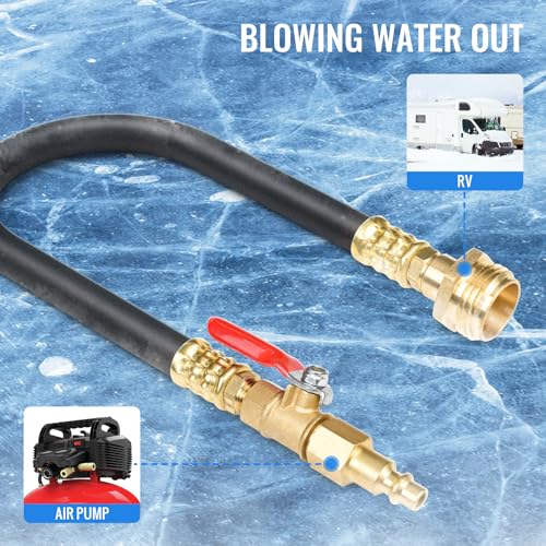 Image of RV Winterizing Kit Sprinkler with Shut Off Valve Winterize Sprinkler System,16.73 Inch Air Compressor Kit Blow Out Adapter Water Blowout Adapter for Camper Travel Trailer Motorhome Boat