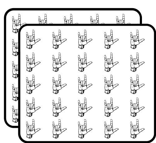 Hand I Love You ILY Sign Language Symbol Gesture 50 Pack 1-Inch Retro Stickers for Scrapbooking, Journals, Planners, Laptops, Phones and Water Bottles