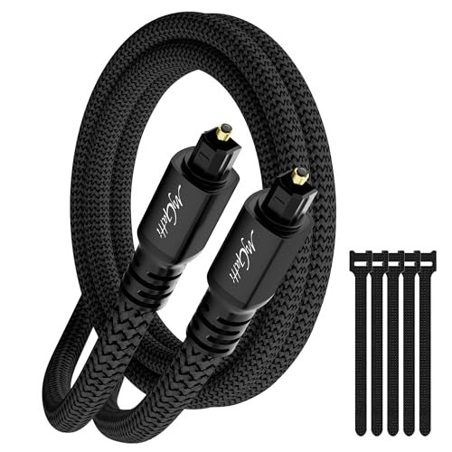 Mygatti Câble Optique Audio 1m, Toslink Câble Audio Numérique (Nylon Tressé, S/PDIF, Dolby DTS Sound), Cable Fibre Optique pour Home Cinema, Barre de Son, PS4/Xbox...