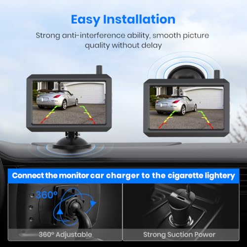 Image of AUTO-VOX CS-2 Wireless Backup Camera with 4.3 inch Car Monitor, Easy Install Stable Digital Signal Back Up Camera System, Super Night Vision Reverse Cam for Truck, SUV, Van, Trailer | Stable Digital Signal Back Up Camera System, Super Night Vision Reverse Cam for Truck,SUV,Van,Trailer