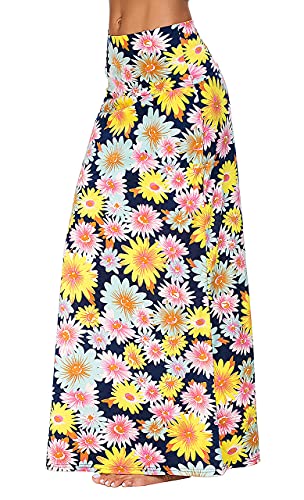 Image of Urban CoCo Women's Stylish Spandex Comfy Fold-Over Flare Long Maxi Skirt