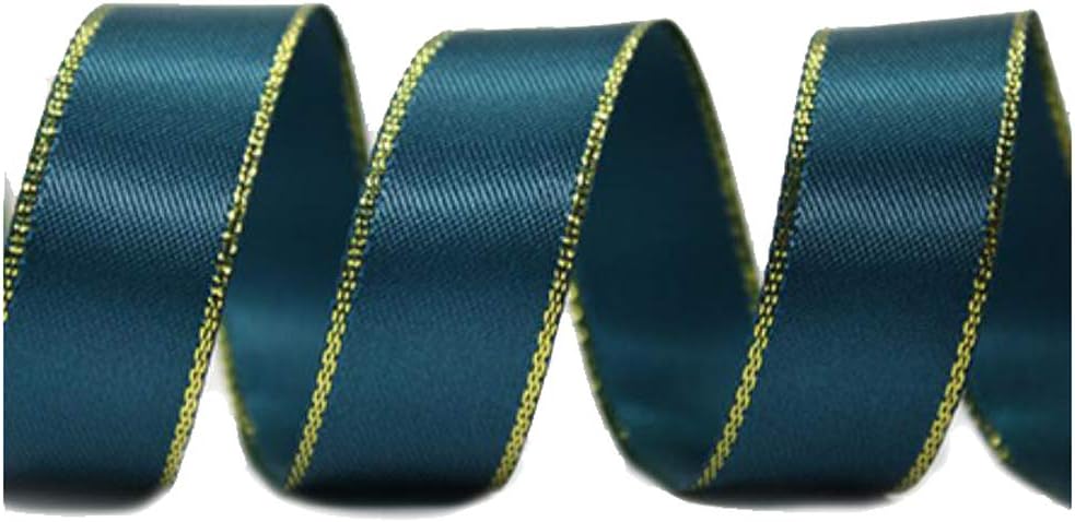 100 Yards/roll 7/8 Inch Satin Ribbon with Gold Edge Crafts Bouquet Gift Box Cake Wrap Hair Bows Wedding Ribbon (Wine red)