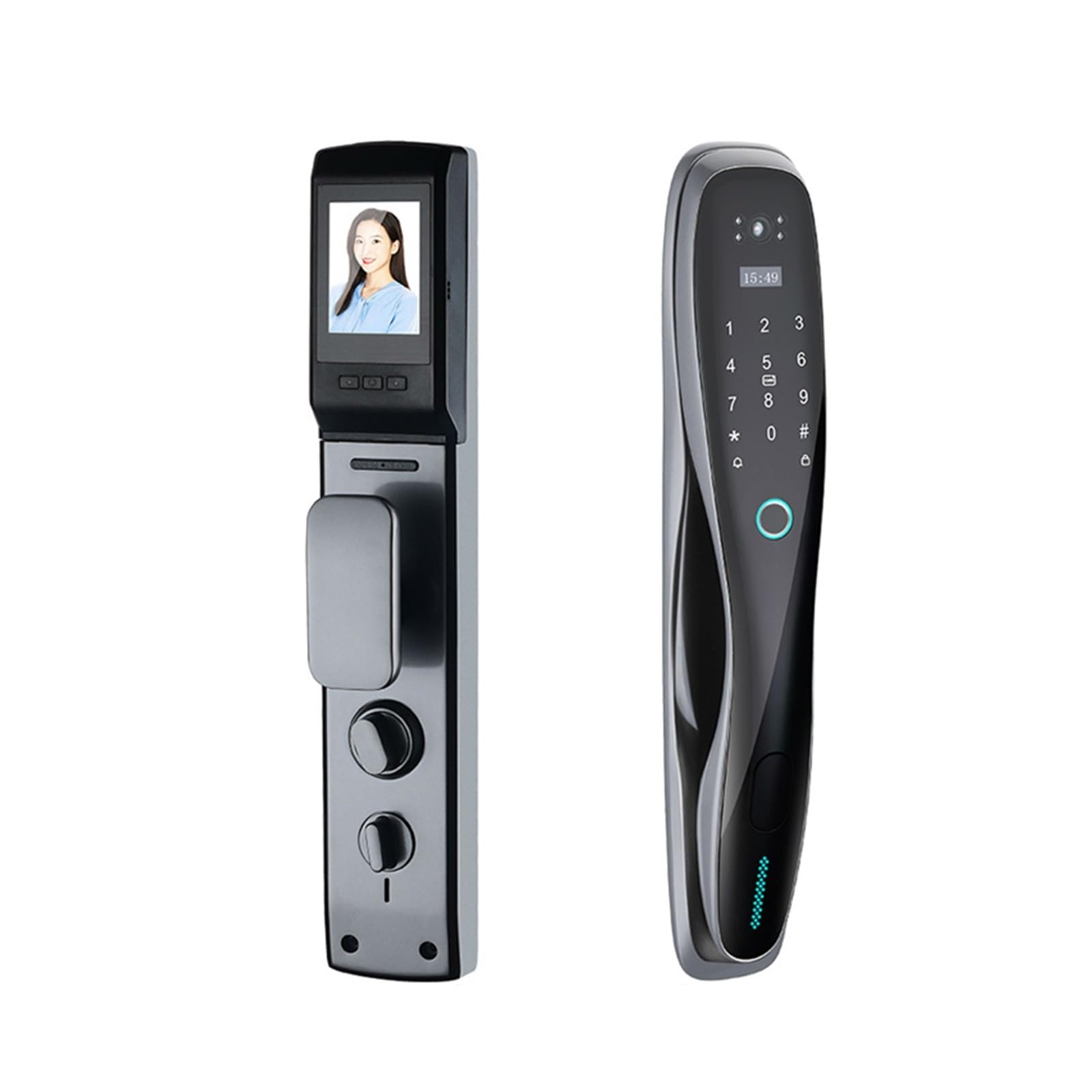 Serrure de porte intelligente design premium avec caméra et biométrie