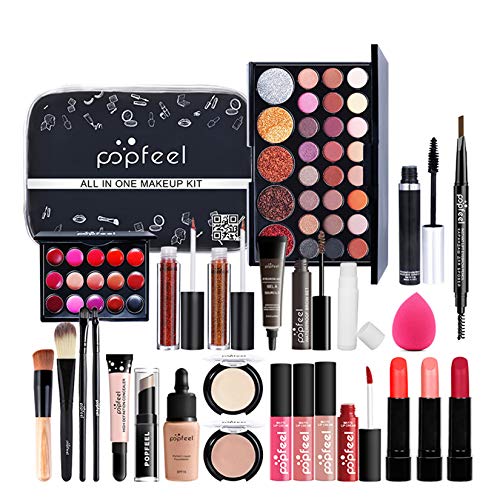 FantasyDay 28 Piece All-In-One Makeup Gift Set Makeup Bundle Essential Cosmetic Starter Beauty Kit Include Eyeshadow Palette, Lipstick, Lipgloss, Eyebrow cream, Colorful Eye Pigment, Lip Balm, Mascara