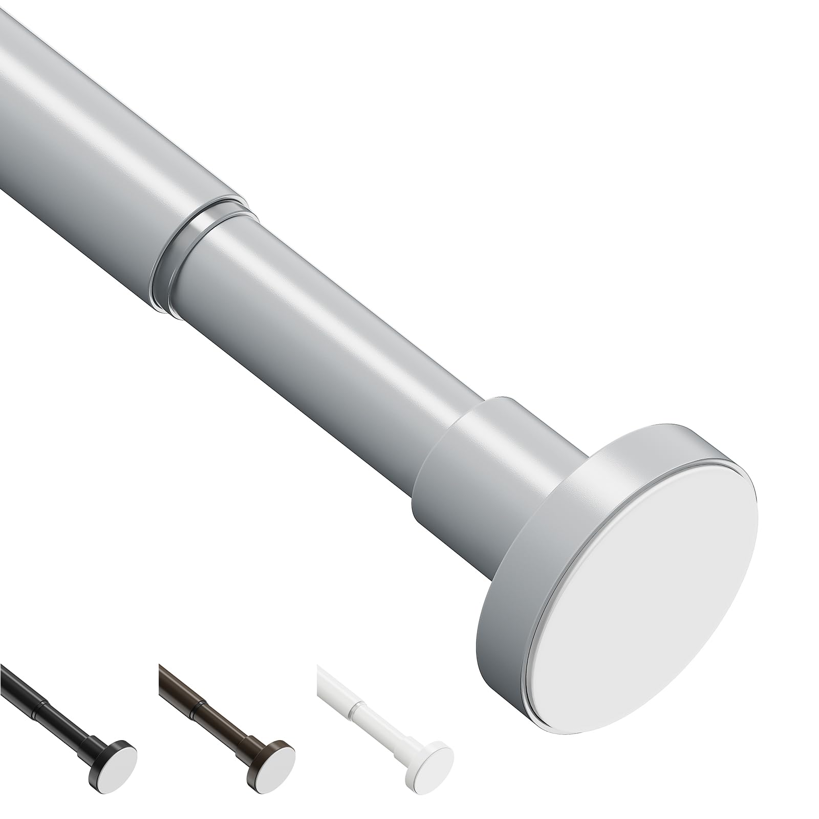 WELDUN Barra de tensión extensible para cortina, 46-155 cm, barra telescópica para cortinas de ducha, barra de resorte fuerte ajustable para ventana, baño, dormitorio, gris